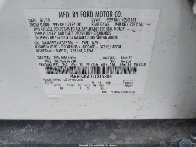 2020 FORD ECOSPORT MAJ6S3GLXLC315306 Photo 8