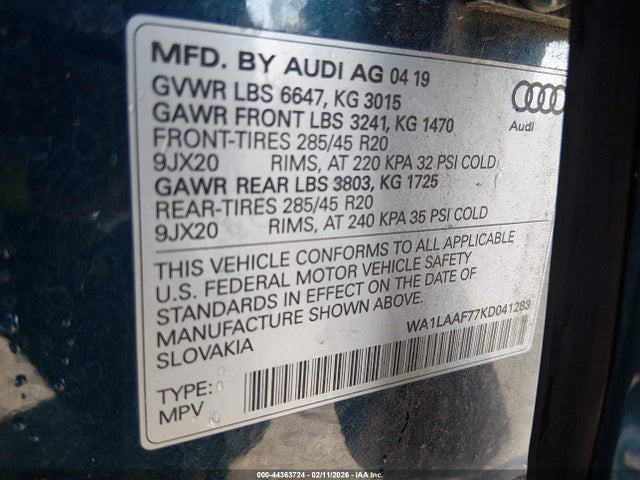 Audi Q7 55 Premium 2019 WA1LAAF77KD041283 Image 9