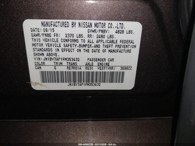 JN1BV7AP1FM353432 Infiniti Q50 Premium
