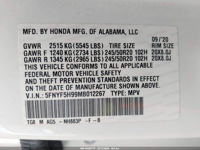 2021 HONDA PILOT 5FNYF5H99MB012267 Photo 8