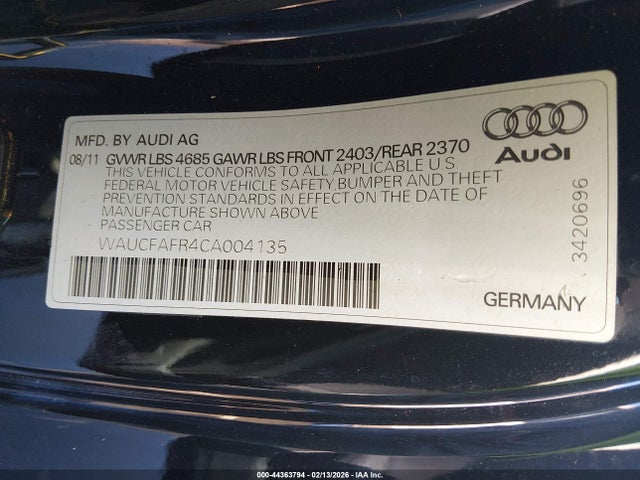 2012 AUDI A5 WAUCFAFR4CA004135 Photo 8