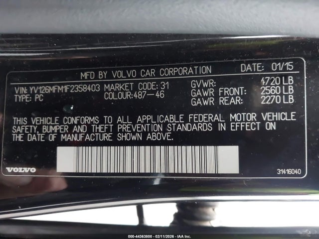 YV126MFM1F2358403 Volvo S60 T5 Platinum
