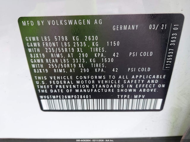 WVGTMPE26MP028401 Volkswagen ID.4 PRO S
