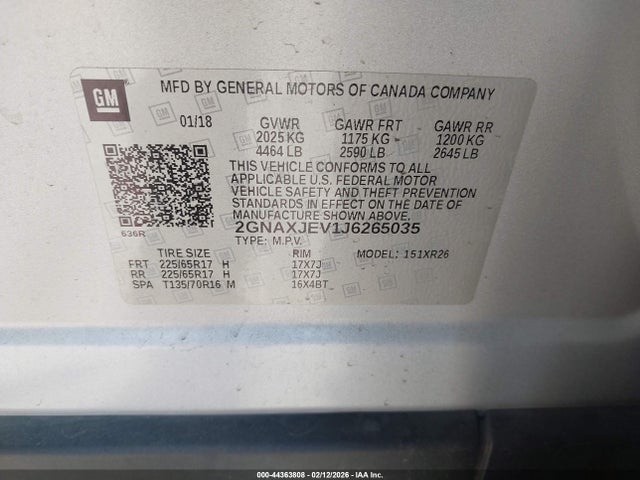 2018 CHEVROLET EQUINOX 2GNAXJEV1J6265035 Photo 8