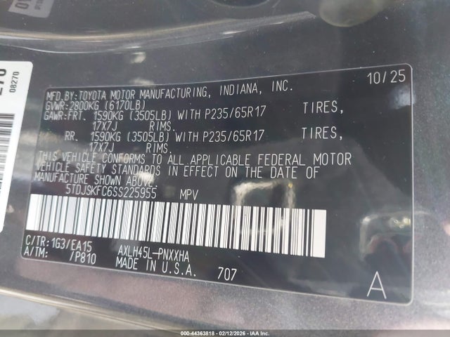 Toyota Sienna 2025 5TDJSKFC6SS225955 Image 24