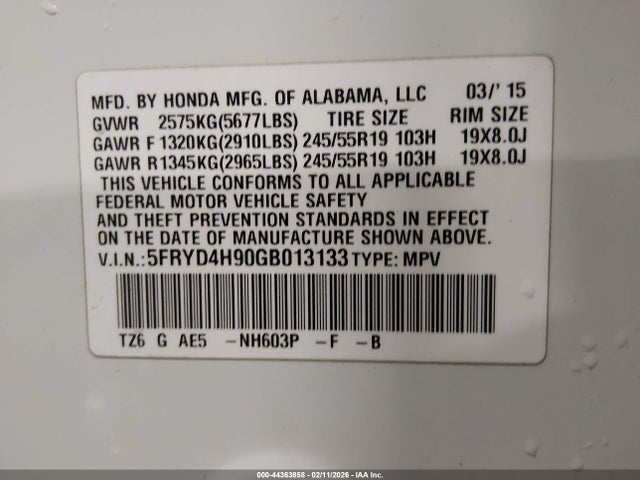 5FRYD4H90GB013133 Acura Mdx Advance Entertainment Packages/advance Package