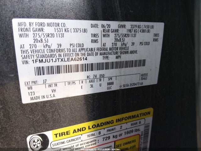 1FMJU1JTXLEA62614 Ford Expedition Xlt