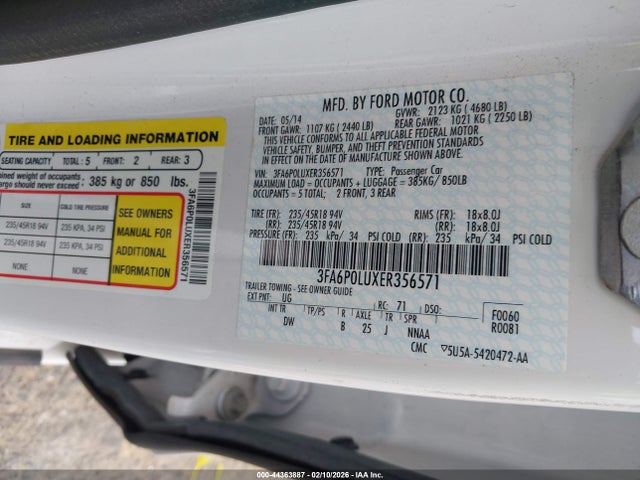 Ford Fusion Hybrid Se 2014 3FA6P0LUXER356571 Image 9