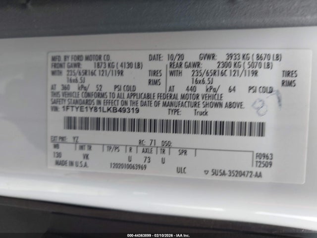 1FTYE1Y81LKB49319 Ford Transit-150