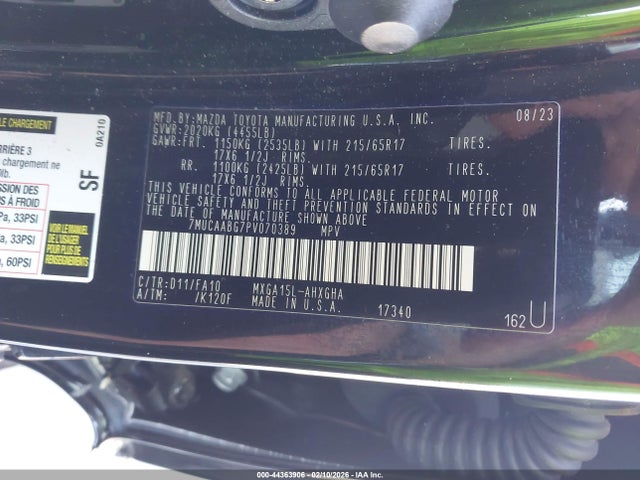 Aukcja sprzedaży 2023 Toyota Corolla Cross Le, vin: 7MUCAABG7PV070389, numer aukcji: 44363906