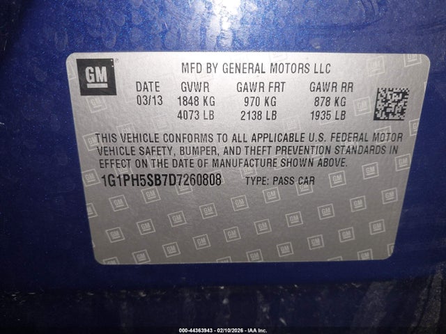 2013 CHEVROLET CRUZE 1G1PH5SB7D7260808 Photo 8