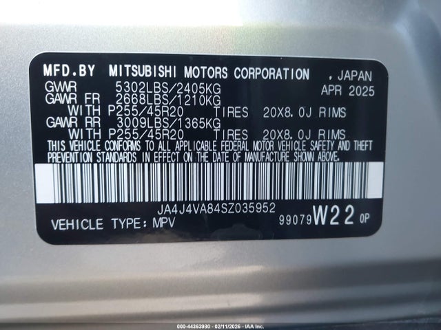 2025 MITSUBISHI OUTLANDER JA4J4VA84SZ035952 Photo 8