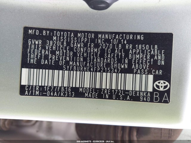 Toyota Corolla Le/le Plus/le Premium 2015 5YFBURHE4FP215347 Image 9
