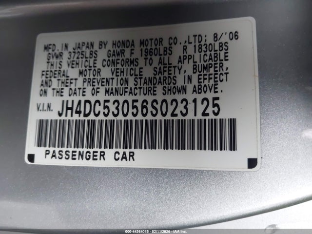 2006 ACURA RSX JH4DC53056S023125 Photo 8