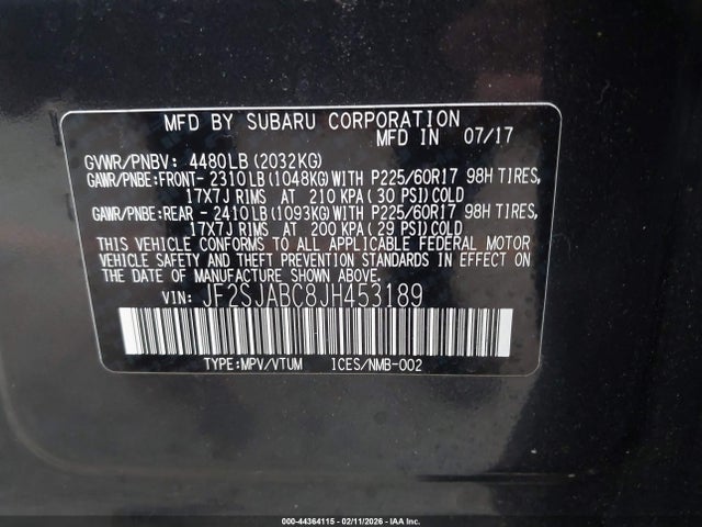JF2SJABC8JH453189 Subaru Forester 2.5i