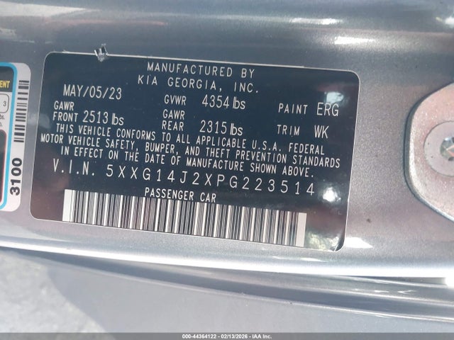 Продаж на аукціоні авто 2023 Kia K5 Lxs, vin: 5XXG14J2XPG223514, номер лоту: 44364122