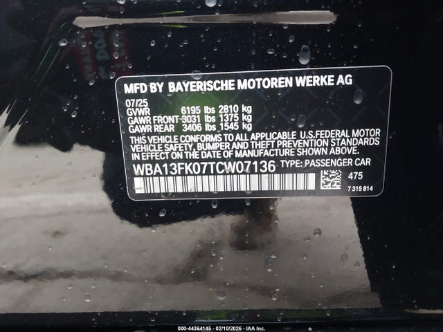 Aukcja sprzedaży 2026 Bmw 550e Xdrive, vin: WBA13FK07TCW07136, numer aukcji: 44364145