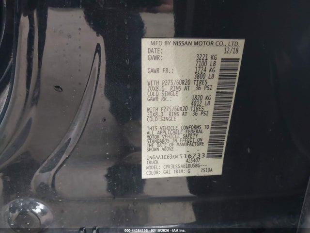Nissan TITAN SV 2019 1N6AA1E63KN516733 Image 9