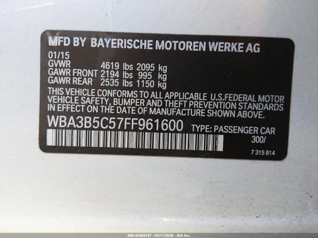 BMW 328i Xdrive 2015 WBA3B5C57FF961600 Image 9