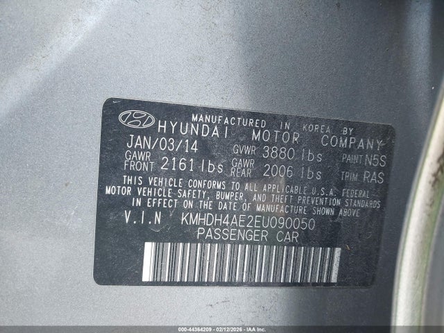 KMHDH4AE2EU090050 Hyundai ELANTRA SE