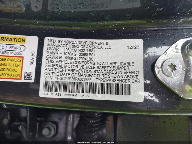 1HGCY1F38RA026836 Honda ACCORD EX