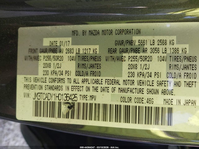 2017 MAZDA CX-9 JM3TCADY1H0136425 Photo 8