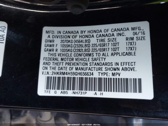 2HKRM4H59GH656634 Honda CR-V EX