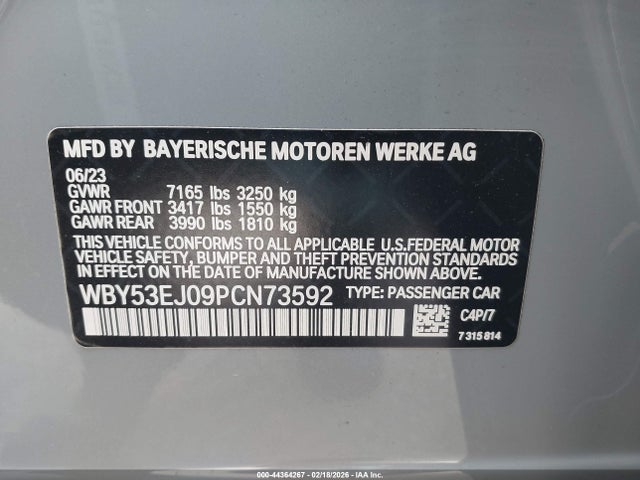 BMW I7 Xdrive60 2023 WBY53EJ09PCN73592 Image 9