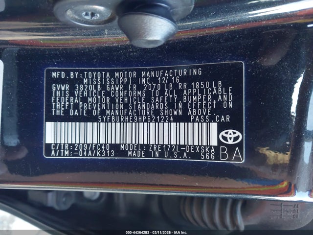 5YFBURHE9HP621224 Toyota COROLLA SE