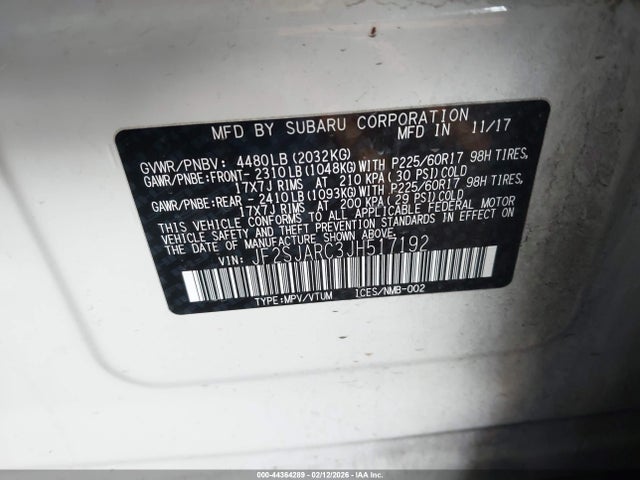 Продаж на аукціоні авто 2018 Subaru Forester 2.5i Limited, vin: JF2SJARC3JH517192, номер лоту: 44364289