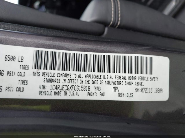 1C4RJECGXFC615818 Jeep Grand Cherokee Overland