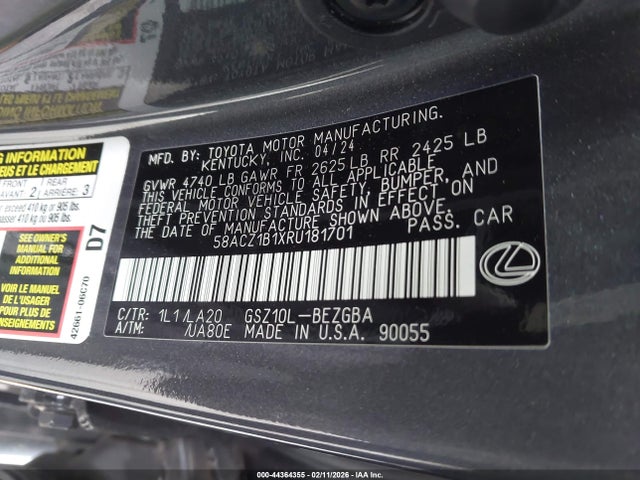 Lexus ES 350 2024 58ACZ1B1XRU181701 Image 9