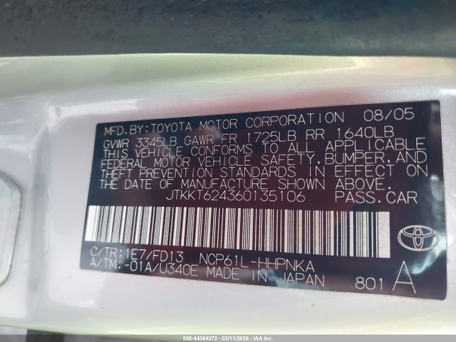 2006 SCION XA JTKKT624360135106 Photo 8