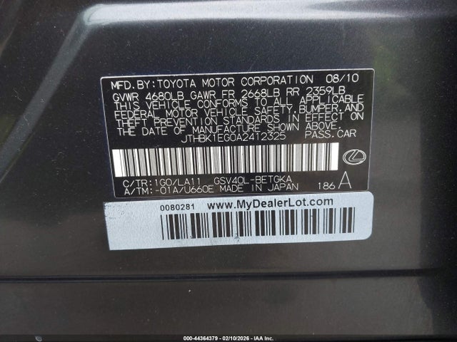 2010 LEXUS ES 350 JTHBK1EG0A2412325 Photo 8