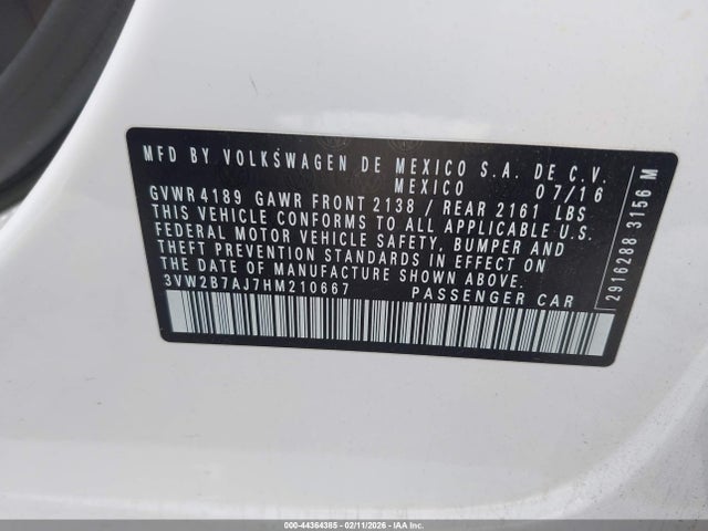 Volkswagen Jetta 1.4t S 2017 3VW2B7AJ7HM210667 Image 9