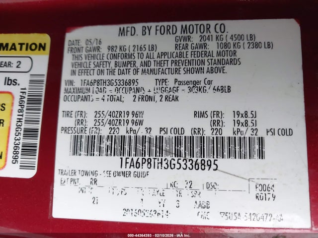 Ford Mustang Ecoboost 2016 1FA6P8TH3G5336895 Image 9