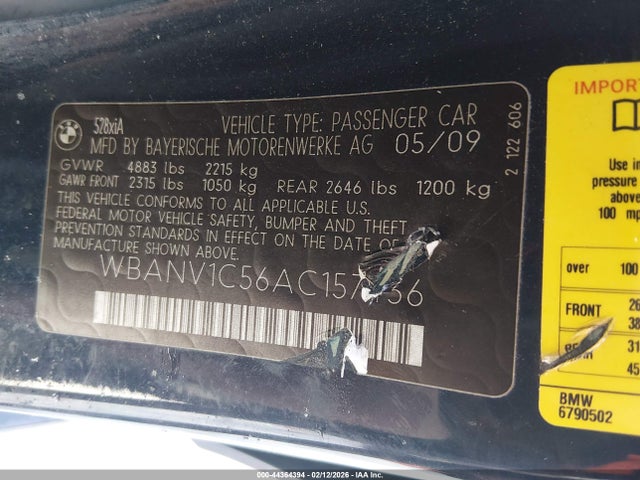 2010 BMW 528I WBANV1C56AC157436 Photo 8