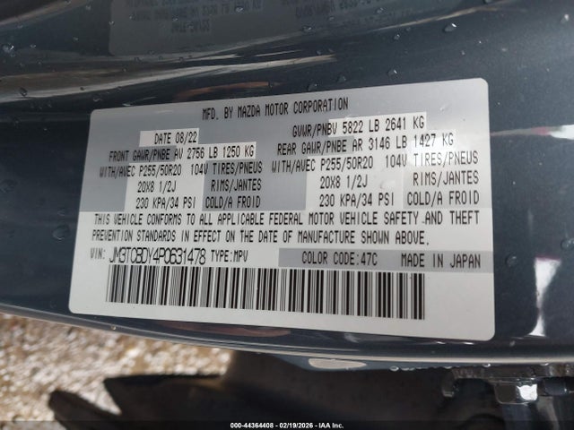 JM3TCBDY4P0631478 Mazda Cx-9 Carbon Edition