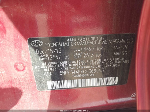 5NPE34AF4GH366953 Hyundai Sonata Sport