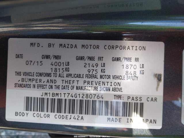 JM1BM1T74G1280764 Mazda Mazda3 I Sport
