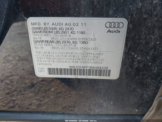 Продаж на аукціоні авто 2011 Audi Q5 2.0t Premium, vin: WA1CFAFP1BA084438, номер лоту: 44364420