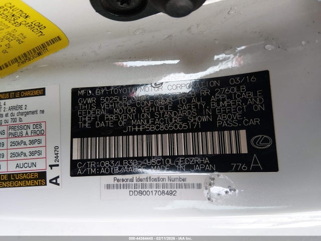 JTHHP5BC8G5005171 Lexus RC F