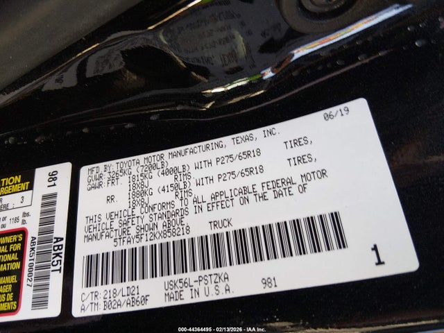 5TFAY5F12KX858218 Toyota Tundra 1794 5.7l V8
