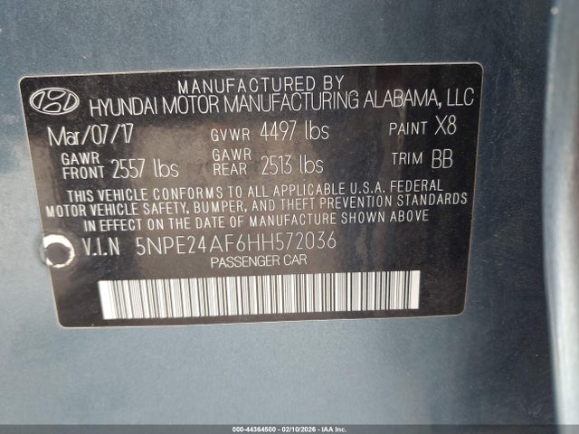 5NPE24AF6HH572036 Hyundai Sonata