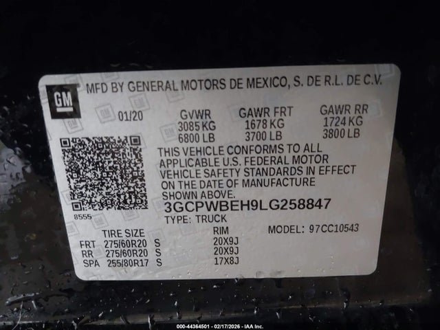 3GCPWBEH9LG258847 Chevrolet Silverado 1500 2wd Short Bed Custom