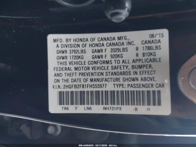 Honda CIVIC EX 2015 2HGFB2F81FH555977 Image 9