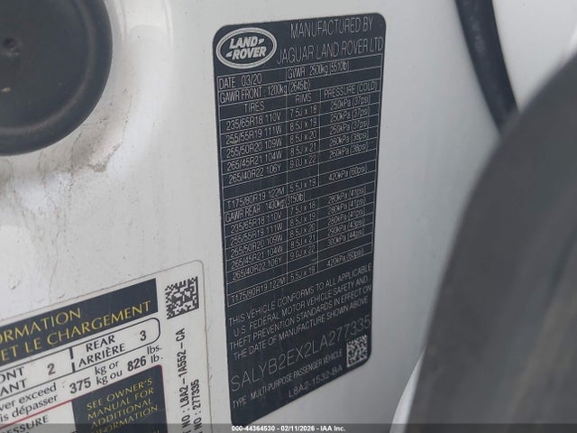2020 LAND ROVER RANGE ROVER VELAR SALYB2EX2LA277335 Photo 8