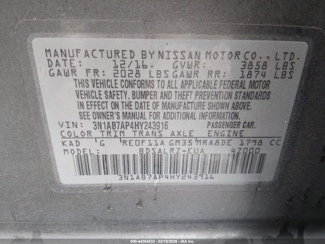 3N1AB7AP4HY243916 Nissan SENTRA SR