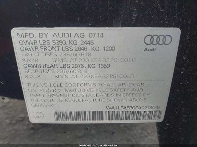 2015 AUDI Q5 WA1LFAFP0FA020879 Photo 8
