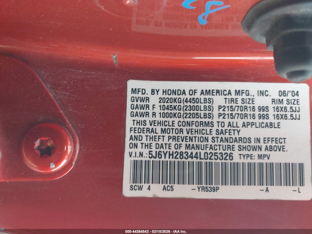 2005 HONDA ELEMENT 5J6YH18645L003266 Photo 8